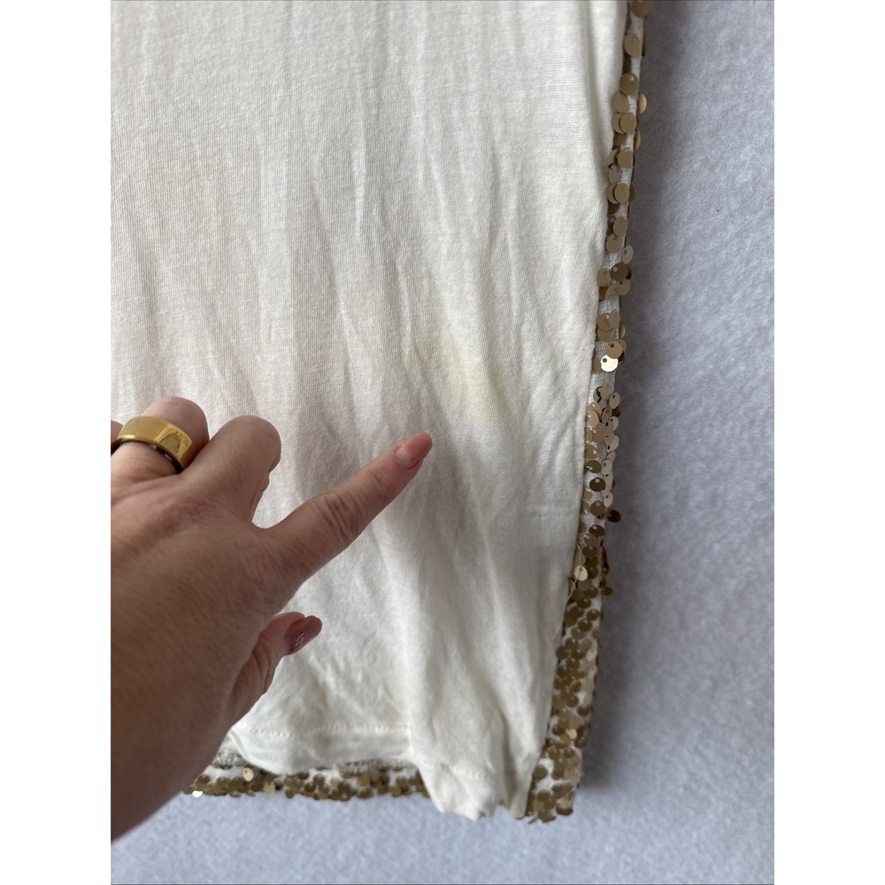Express Gold Sequin Modal Cotton Sleeveless Scoop‎ Tank S Boho Chic Glam Party - Picture 9 of 9